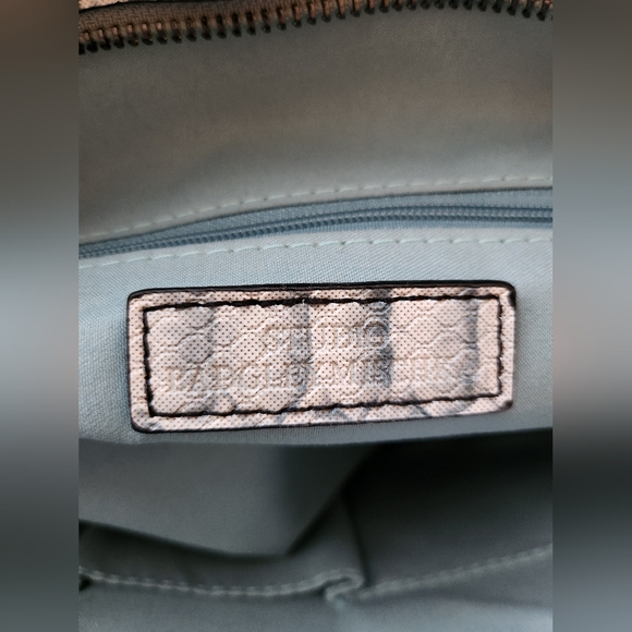 BADGLEY MISCHKA Light Blue Vegan Leather with Multicolor Striped Center Pattern - Picture 9 of 13